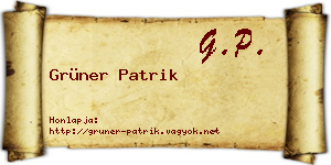 Grüner Patrik névjegykártya