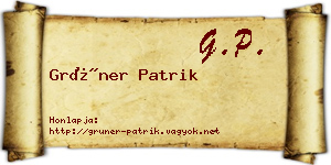 Grüner Patrik névjegykártya
